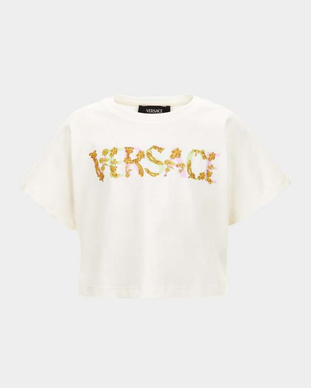 Girl's Floral Logo-Print T-Shirt, Size 6-14